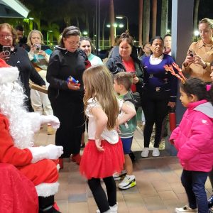 Holiday Food Trucks with Santa event 4 Crowd gathers to greet Santa